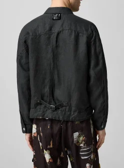 Trucker crinkled linen jacket