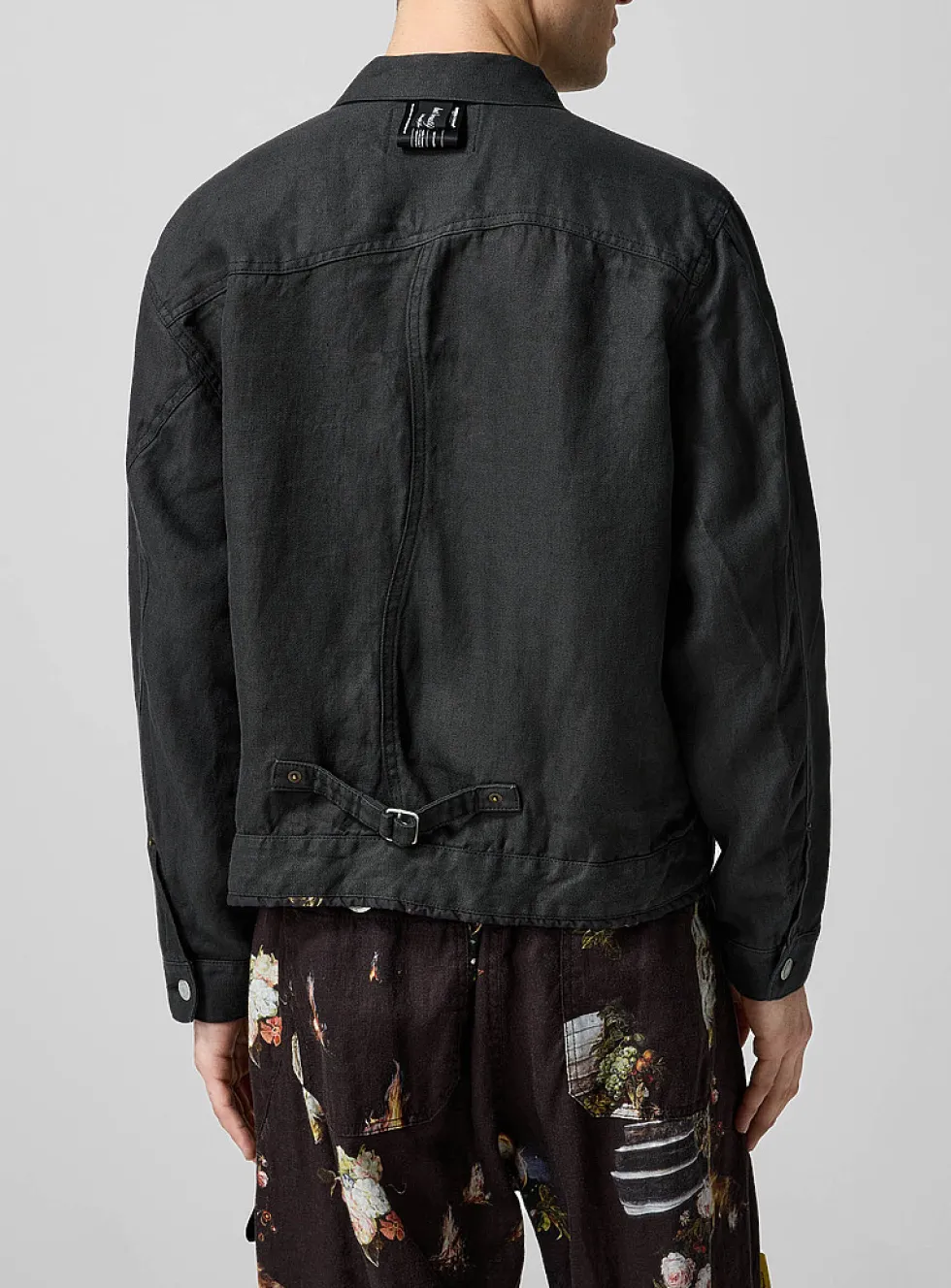 Trucker crinkled linen jacket