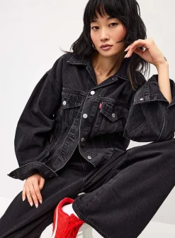 Trucker 90's dark grey boxy-fit jean jacket