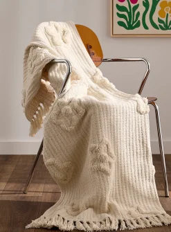 Tufted flowers woven throw