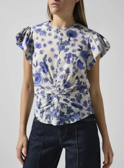 Tullya ruched silk top