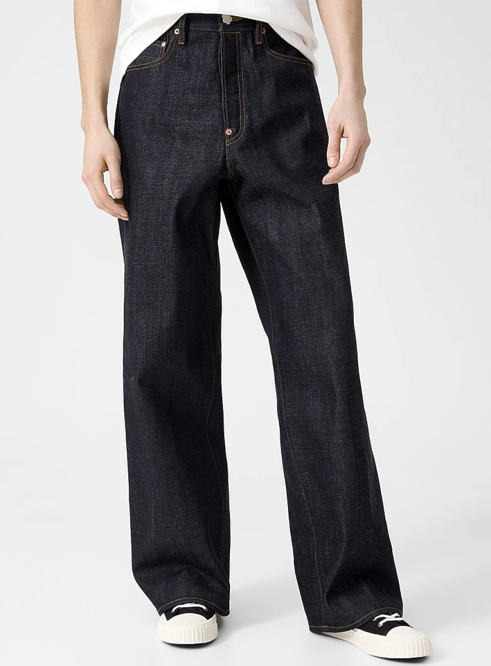 Turn up Japanese denim wide-leg jean
