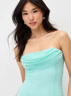 Turquoise beads maxi tube dress