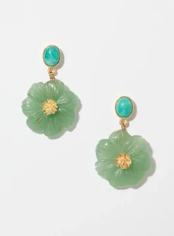 Turquoise flower large earrings