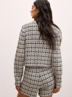 Tweed-style knit boxy cardigan