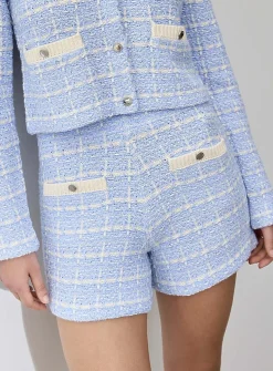 Tweed-style knit high-waist short