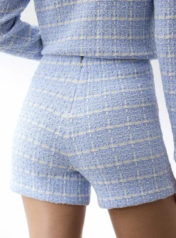 Tweed-style knit high-waist short