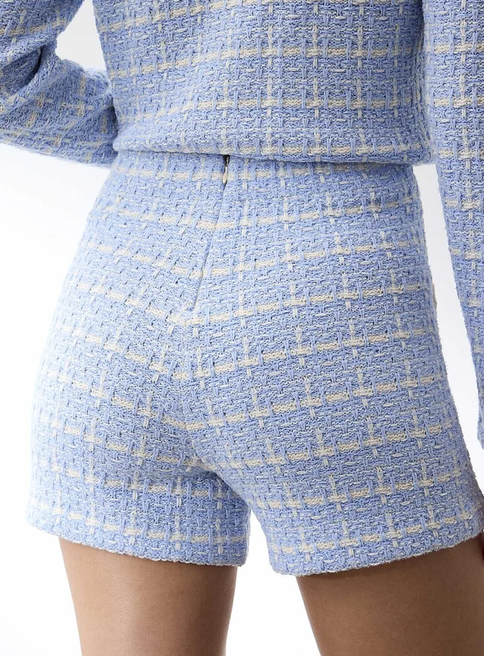 Tweed-style knit high-waist short
