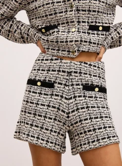 Tweed-style knit high-waist short