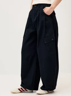 Twill barrel-leg cargo pant