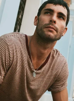 Twin-stripe 100% linen jersey T-shirt