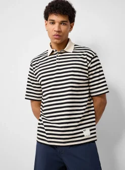 Twin-stripe jersey polo