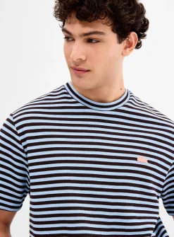 Twin-stripe knit T-shirt