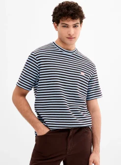 Twin-stripe knit T-shirt