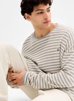 Twin-stripe waffle T-shirt