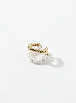 Twist and pearl ear cuff
