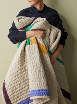 Twist colour block quilted bedspread