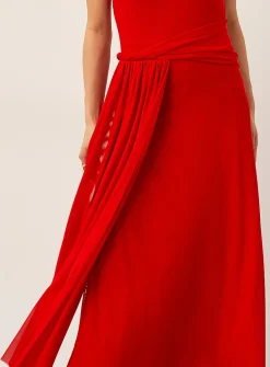 Twisted details maxi micromesh dress