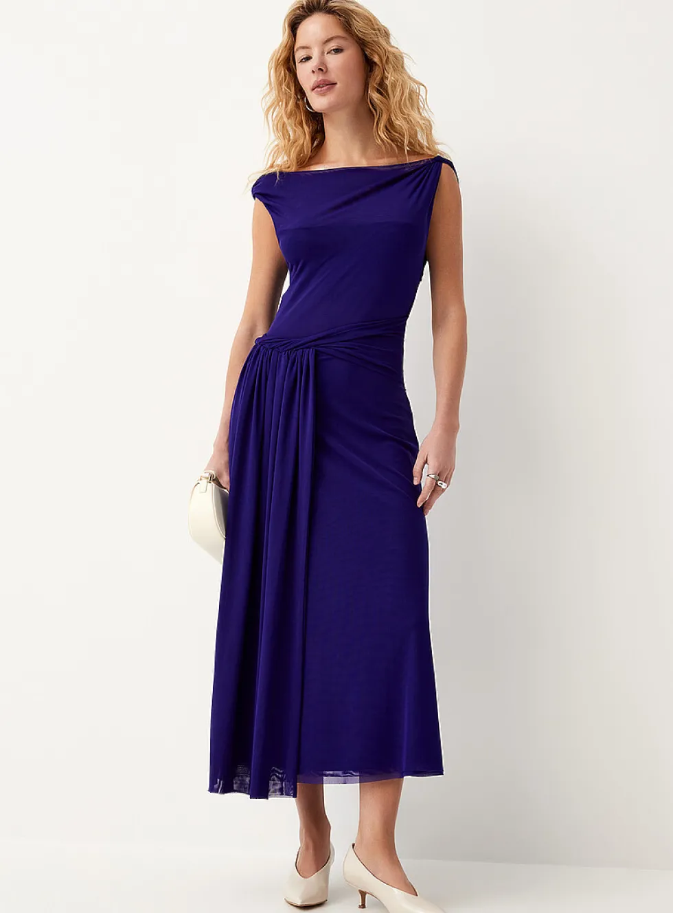 Twisted details maxi micromesh dress