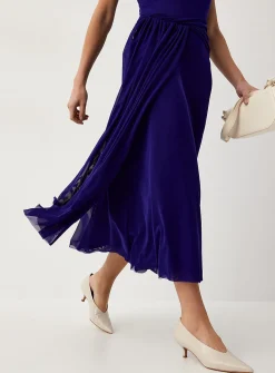 Twisted details maxi micromesh dress