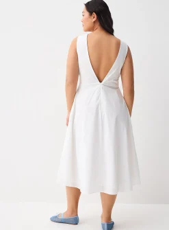 Twisted poplin midi dress