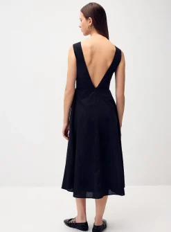 Twisted poplin midi dress