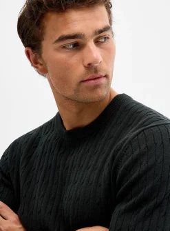 Twisted-cable short-sleeve sweater