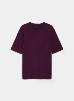 Twisted-cable short-sleeve sweater