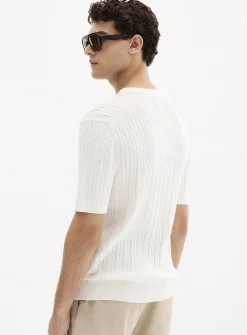 Twisted-cable short-sleeve sweater