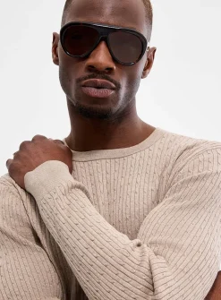 Twisted-cable silk-blend sweater