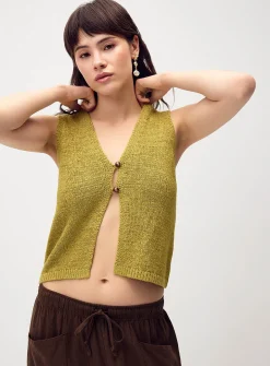 Two bead buttons sweater vest