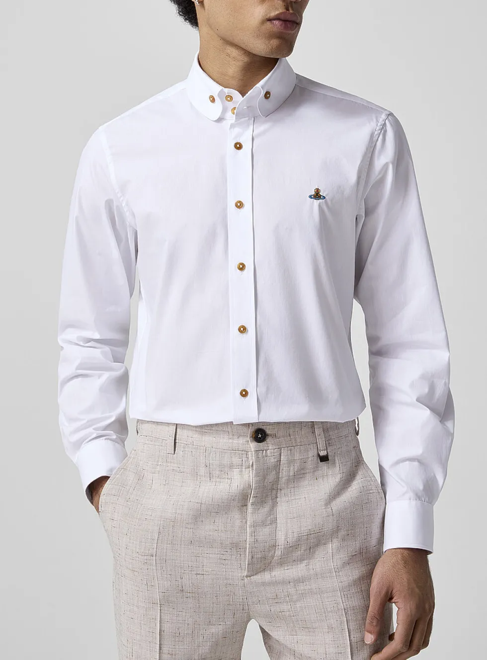 Two Button Krall embroidered orb poplin shirt