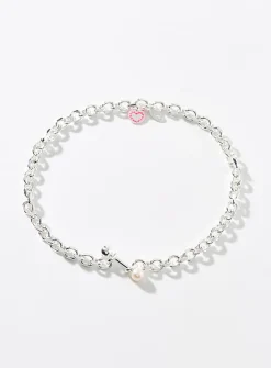 Two-ball post closure silver necklace