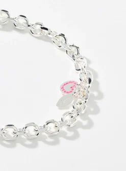 Two-ball post closure silver necklace