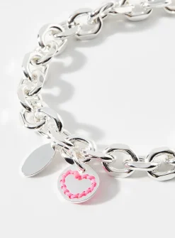 Two-ball post closure silver bracelet