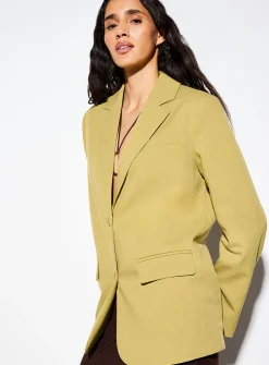 Two-button loose chartreuse blazer
