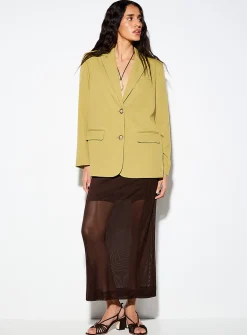 Two-button loose chartreuse blazer