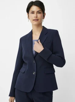 Two-button suiting crepe blazer