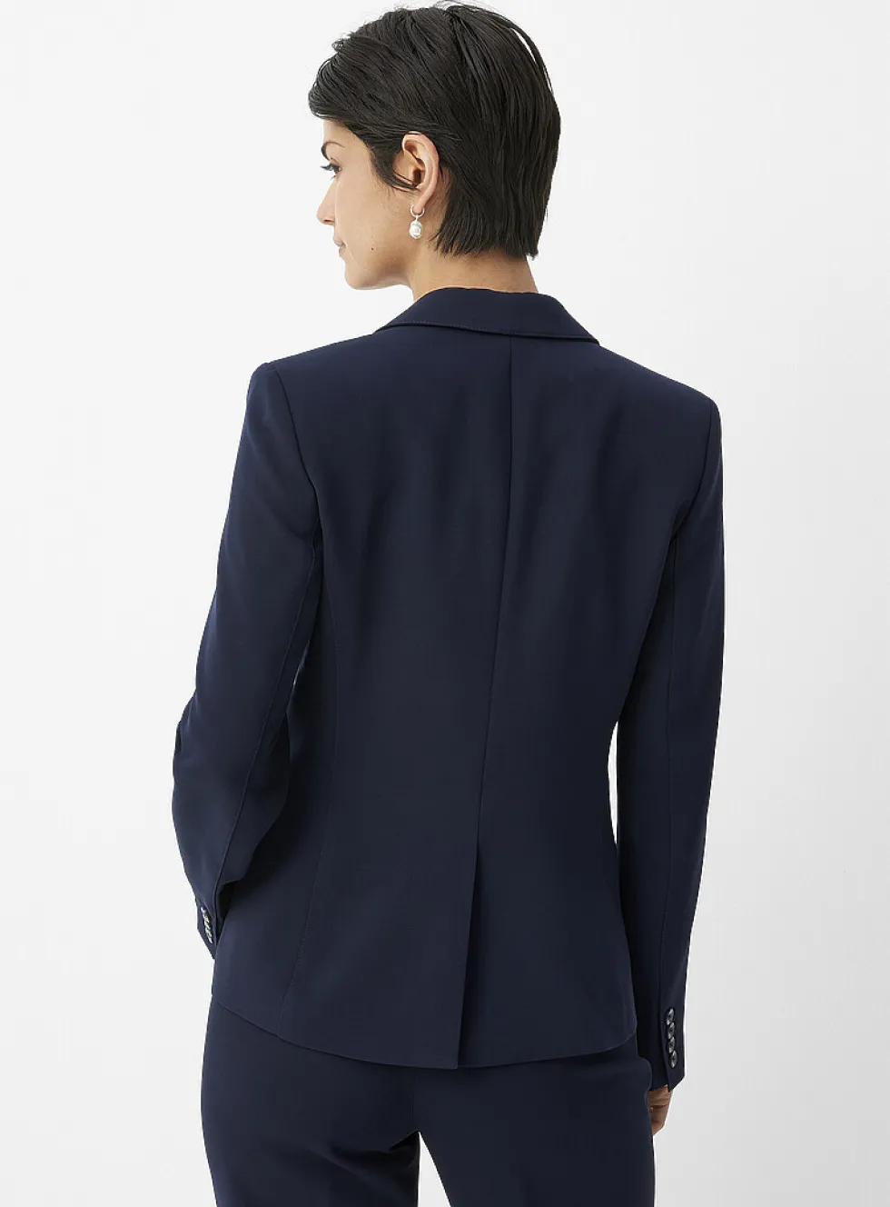 Two-button suiting crepe blazer