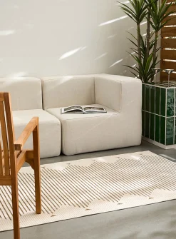 Two-texture striped outdoor rug