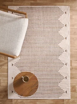 Two-texture striped outdoor rug