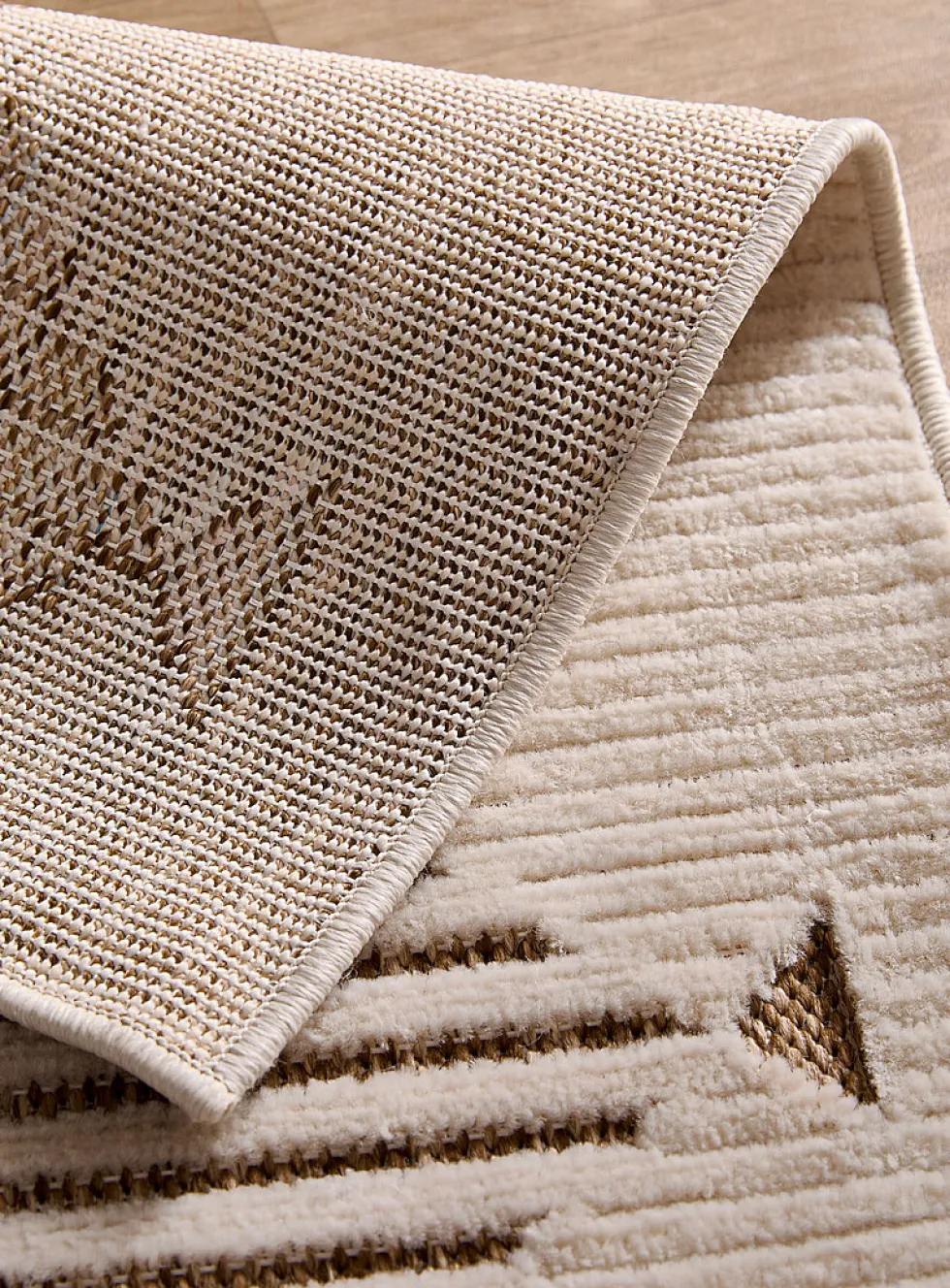 Two-texture striped outdoor rug