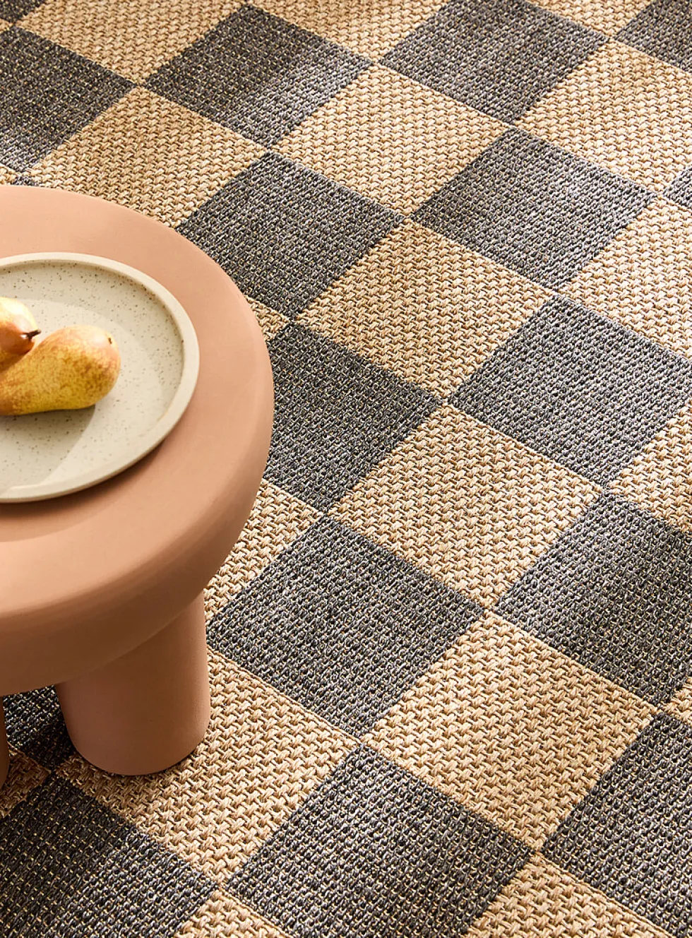 Two-tone checkerboard outdoor rug