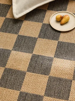 Two-tone checkerboard outdoor rug