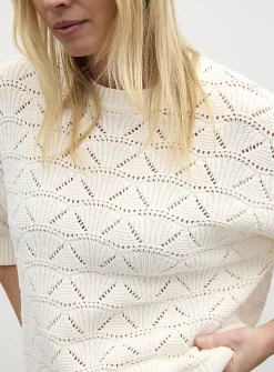 Two-tone openwork boxy-fit sweater
