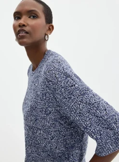 Two-tone openwork boxy-fit sweater