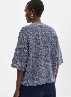 Two-tone openwork boxy-fit sweater