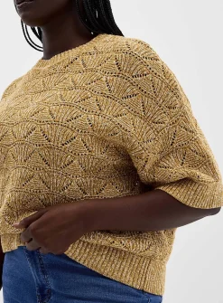 Two-tone openwork boxy-fit sweater