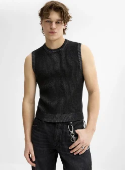 Two-tone ribbed tank