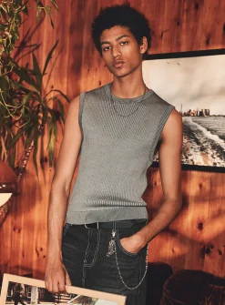 Two-tone ribbed tank
